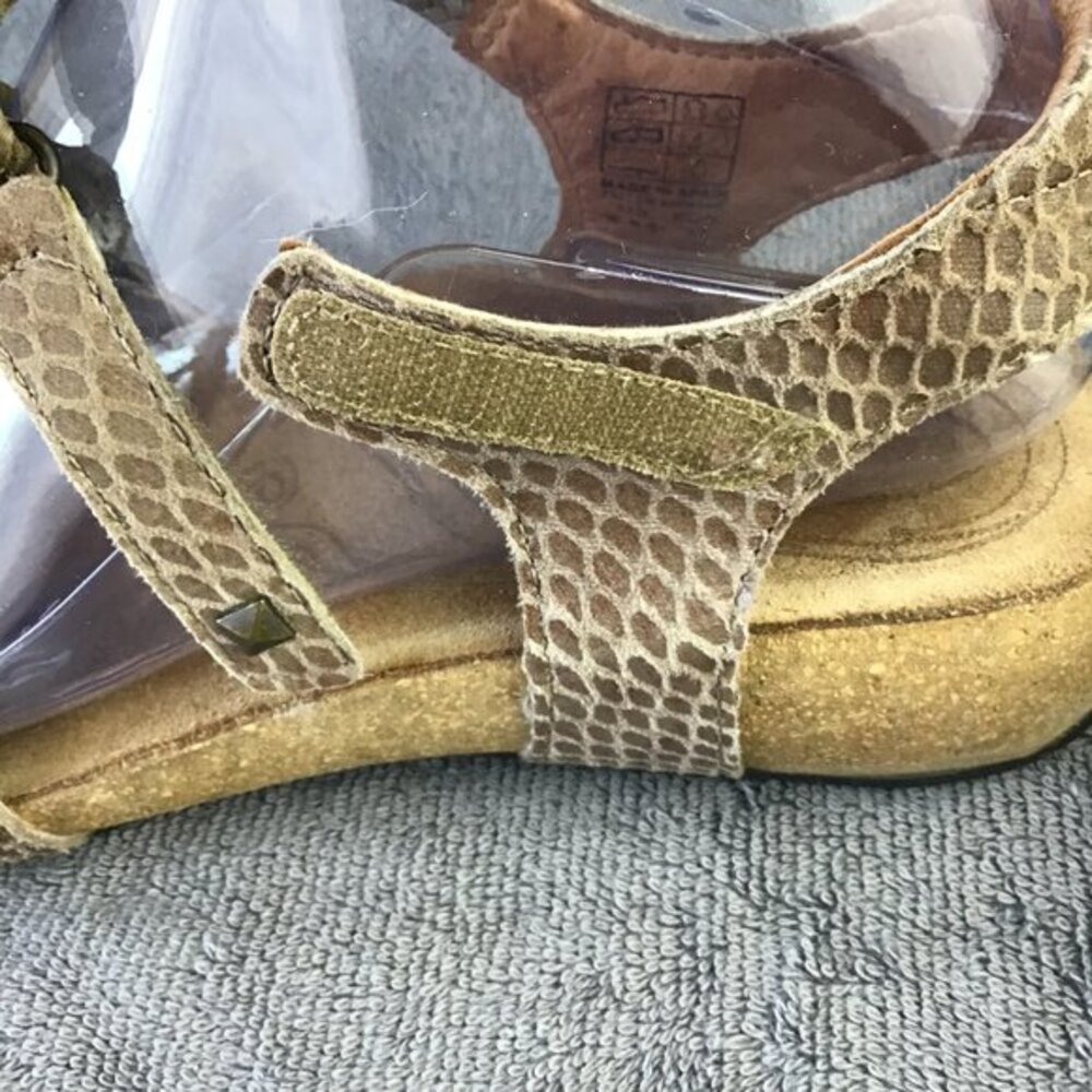 TAOS Trulie Snake Print Tan Leather Open‎ Toe Ankle Strap Sandals EU 37|US 6-6.5 - Picture 8 of 12